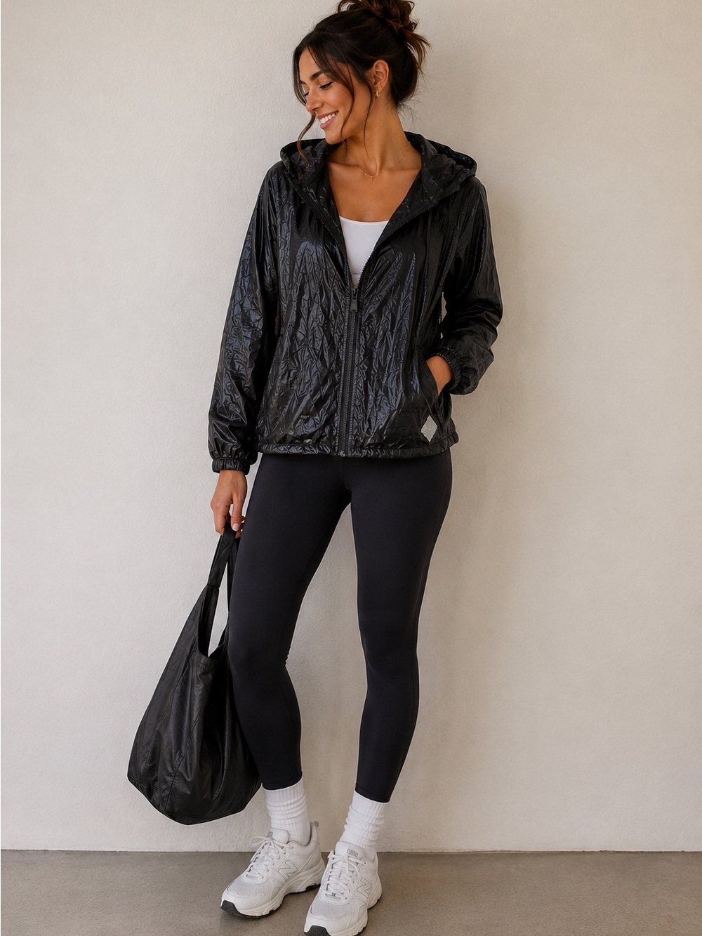 Proenza Schouler Lightweight Hooded Windbreaker Jacket Black Size M